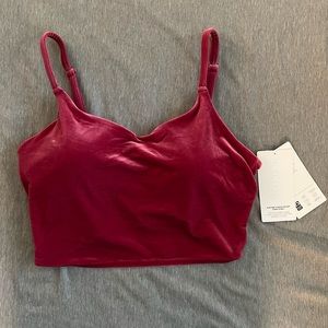 Athleta pink velvet crop top with built-in bra
